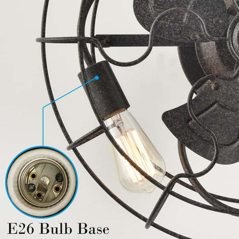 20 Inches Rust Caged Ceiling Fans with Lights Flush Mount Remote Control